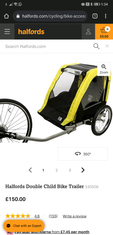 halfords double child bike trailer